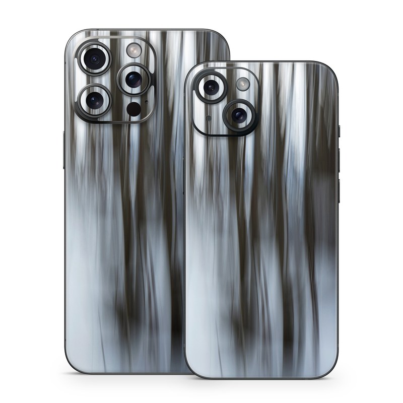 iPhone 15 Series Skin design of Water, Blue, Natural environment, Tree, Forest, Line, Waterfall, Plant, Black-and-white, Reflection, with black, white, blue colors