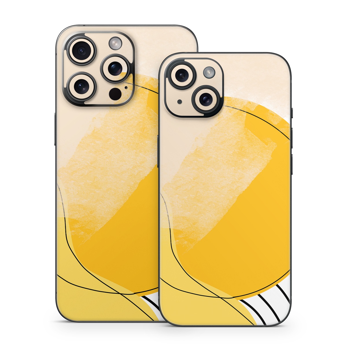 iPhone 15 Series Skin design of Yellow, Line, Illustration, Graphics, with white, black, brown, yellow colors