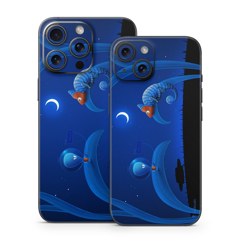 iPhone 15 Series Skin design of Organism, Astronomical object, Space, Illustration, Night, Graphics, with black, blue, orange colors