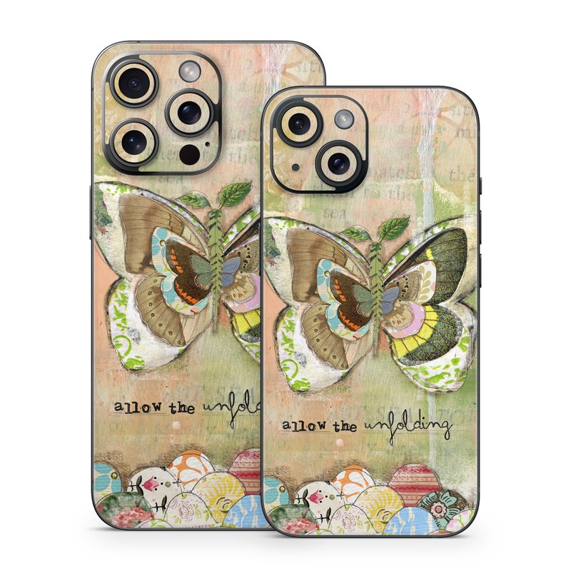 iPhone 15 Series Skin design of Butterfly, Art, Fictional character, Pollinator, Moths and butterflies, Watercolor paint, Illustration, with green, brown, yellow, blue, pink, red colors