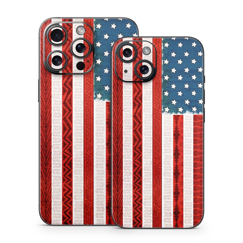 iPhone 15 Series Skin design of Flag, Flag of the united states, Red, Flag Day (USA), Line, Pattern, Textile, Independence day, Veterans day, Tablecloth, with red, blue, white colors