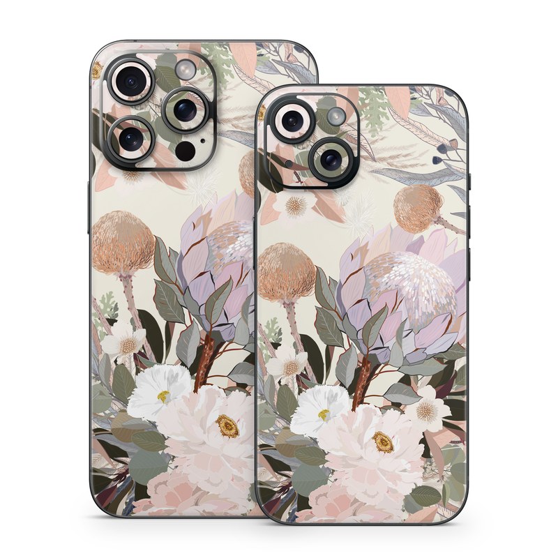 iPhone 15 Series Skin design of Flower, Floral design, Watercolor paint, Plant, Spring, Branch, Flower Arranging, Lilac, Floristry, Petal, with pink, purple, green, brown, white, yellow, black colors