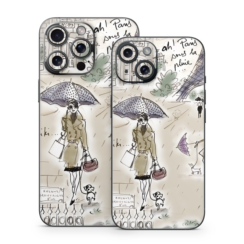 iPhone 15 Series Skin design of Cartoon, Umbrella, Illustration, Organism, Art, Fiction, Fictional character, with brown, gray, purple colors