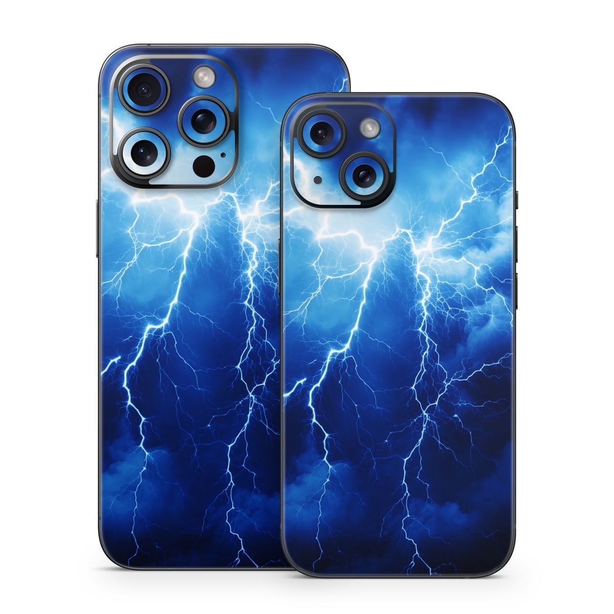 iPhone 15 Series Skin design of Thunder, Sky, Atmosphere, Daytime, Cloud, Water, Lightning, Light, Azure, Natural environment, with black, blue colors