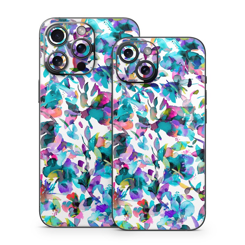 iPhone 15 Series Skin design of Pattern, Design, Textile, with white, blue, red, purple, pink, orange, yellow colors