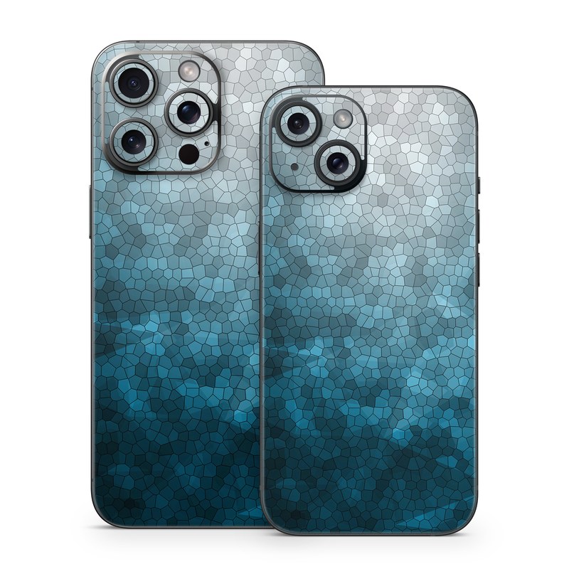 iPhone 15 Series Skin design of Blue, Aqua, Turquoise, Green, Water, Teal, Sky, Azure, Pattern, Atmosphere, with blue, white, gray colors