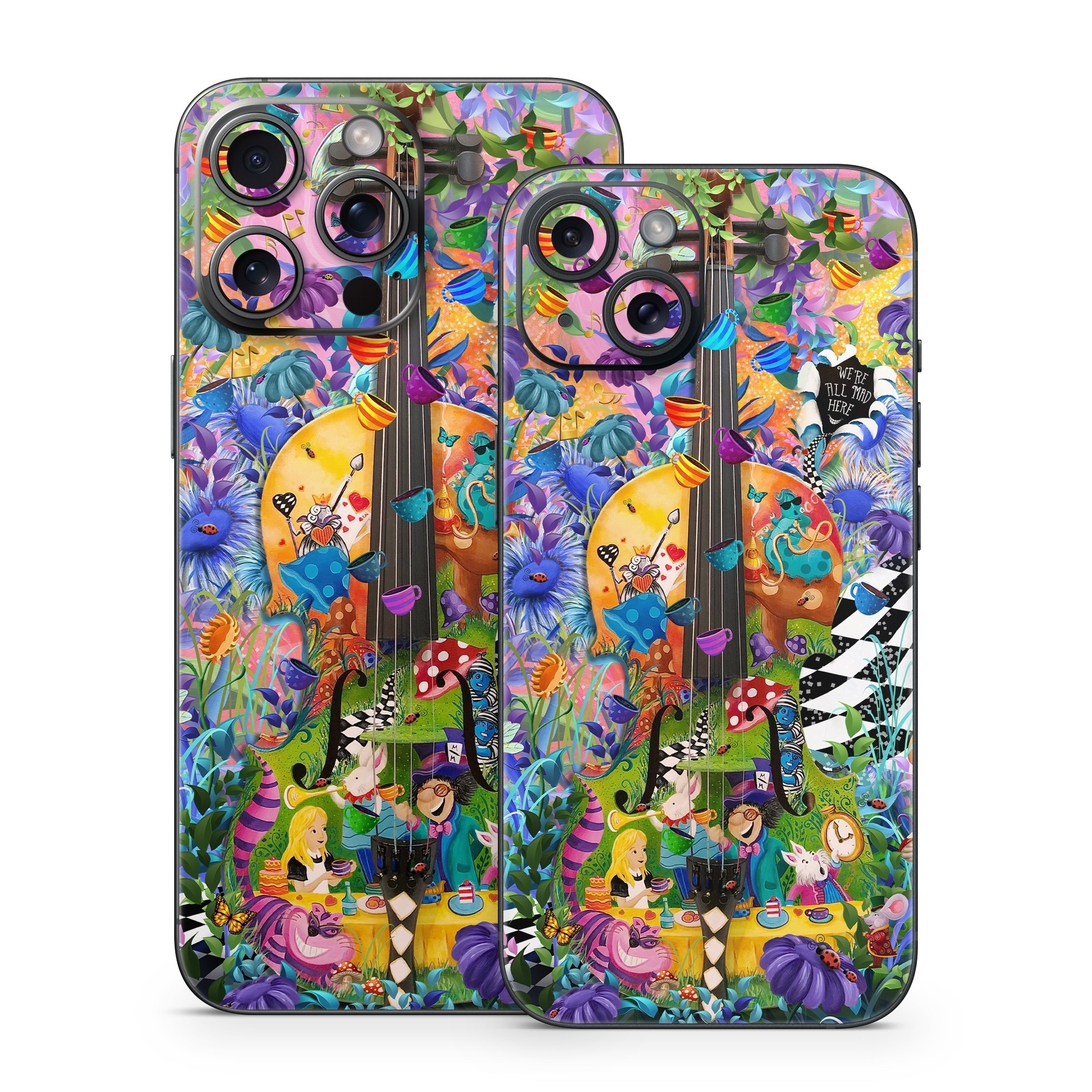 iPhone 15 Series Skin design of Textile, Organism, Painting, Art, Pattern, Creative arts, Electric blue, Visual arts, Graphics, Illustration, with purple, blue, white, black, yellow, orange, green, pink, brown, red colors