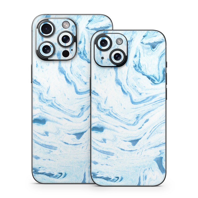 iPhone 15 Series Skin design of Water, Aqua, Wind wave, Drawing, Painting, Wave, Pattern, Art, with blue colors