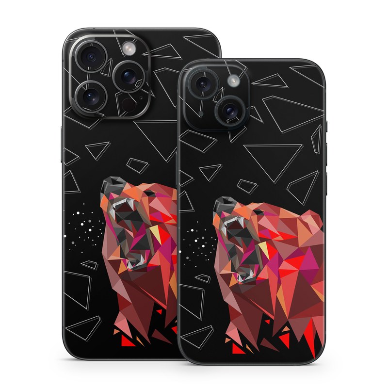 iPhone 15 Series Skin design of Graphic design, Triangle, Font, Illustration, Design, Art, Visual arts, Graphics, Pattern, Space, with black, red colors