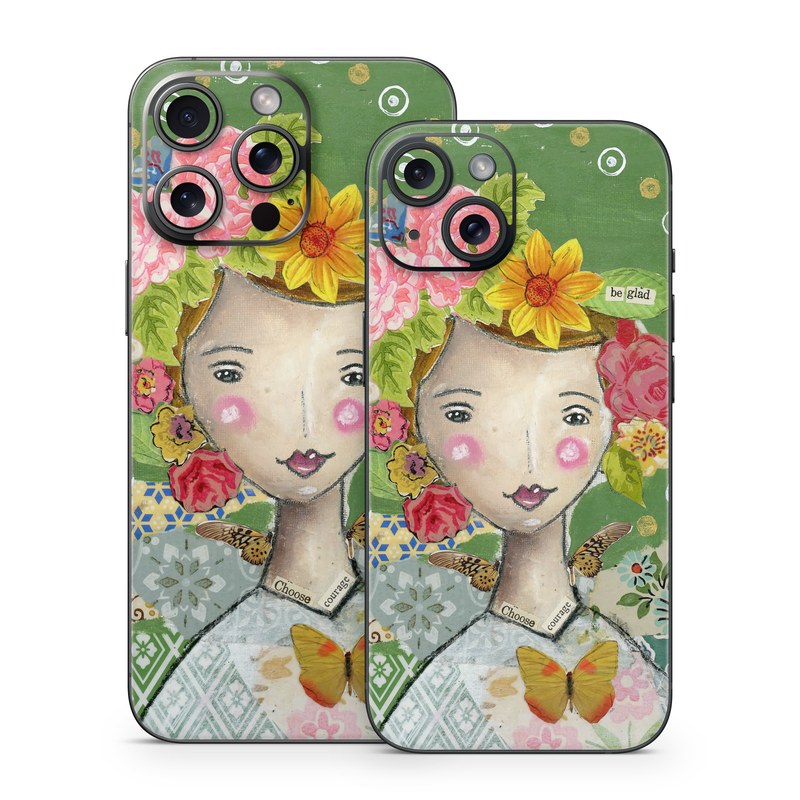 iPhone 15 Series Skin design of Watercolor paint, Illustration, Art, Painting, Plant, Flower, Visual arts, Paint, Child art, Acrylic paint, with green, pink, red, orange, white, blue, brown colors