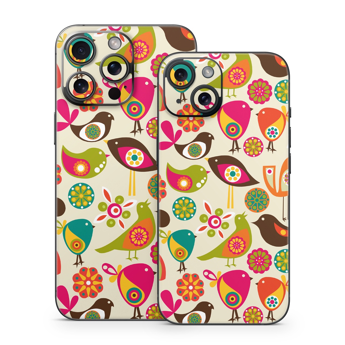 iPhone 15 Series Skin design of Pattern, Visual arts, Wrapping paper, Design, Clip art, Textile, Motif, Sticker, Graphics, with yellow, pink, orange, green, brown, blue colors