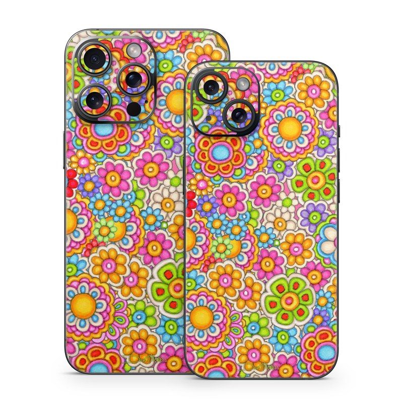 iPhone 15 Series Skin design of Pattern, Design, Textile, Visual arts, with pink, red, orange, yellow, green, blue, purple colors