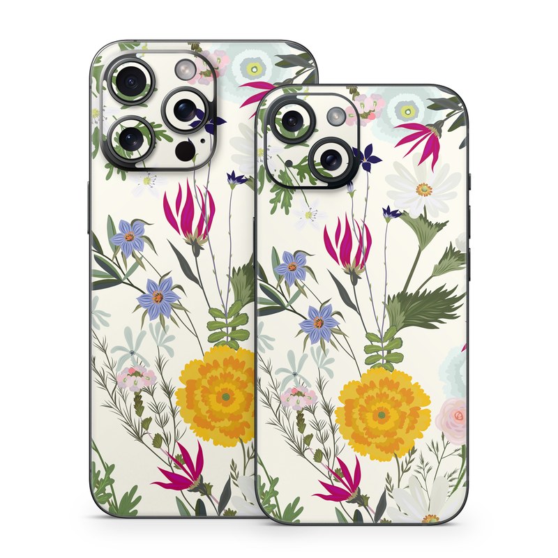 iPhone 15 Series Skin design of Flower, Wildflower, chamomile, Floral design, Plant, camomile, Botany, Clip art, Cut flowers, Daisy, with white, green, pink, orange, yellow, red colors
