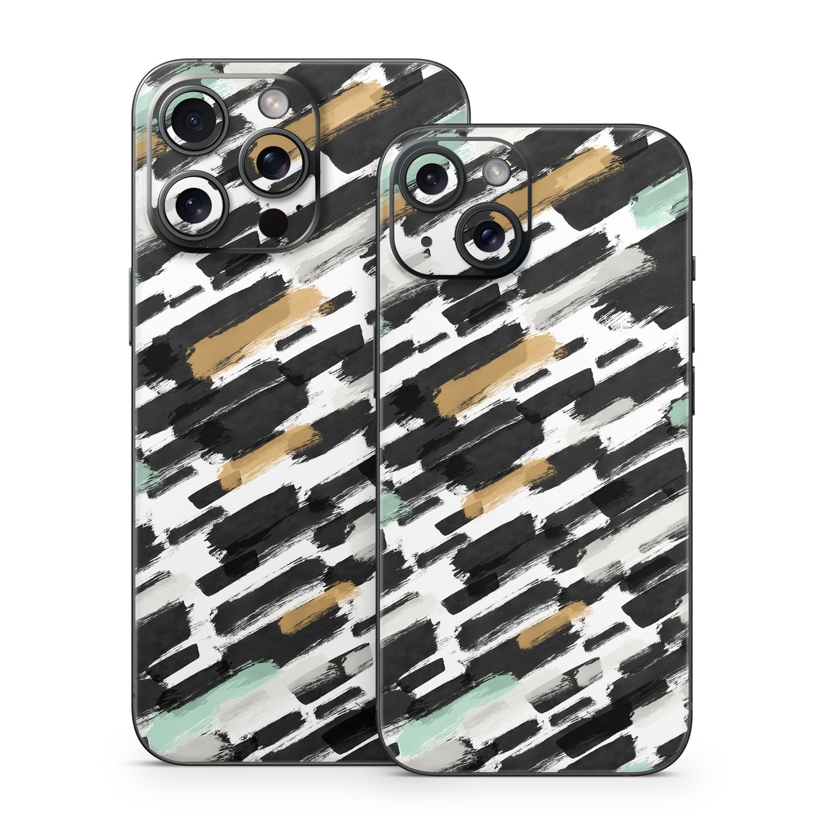 iPhone 15 Series Skin design of Pattern, Line, Design, Material property, Rectangle, with black, white, orange, blue, yellow colors
