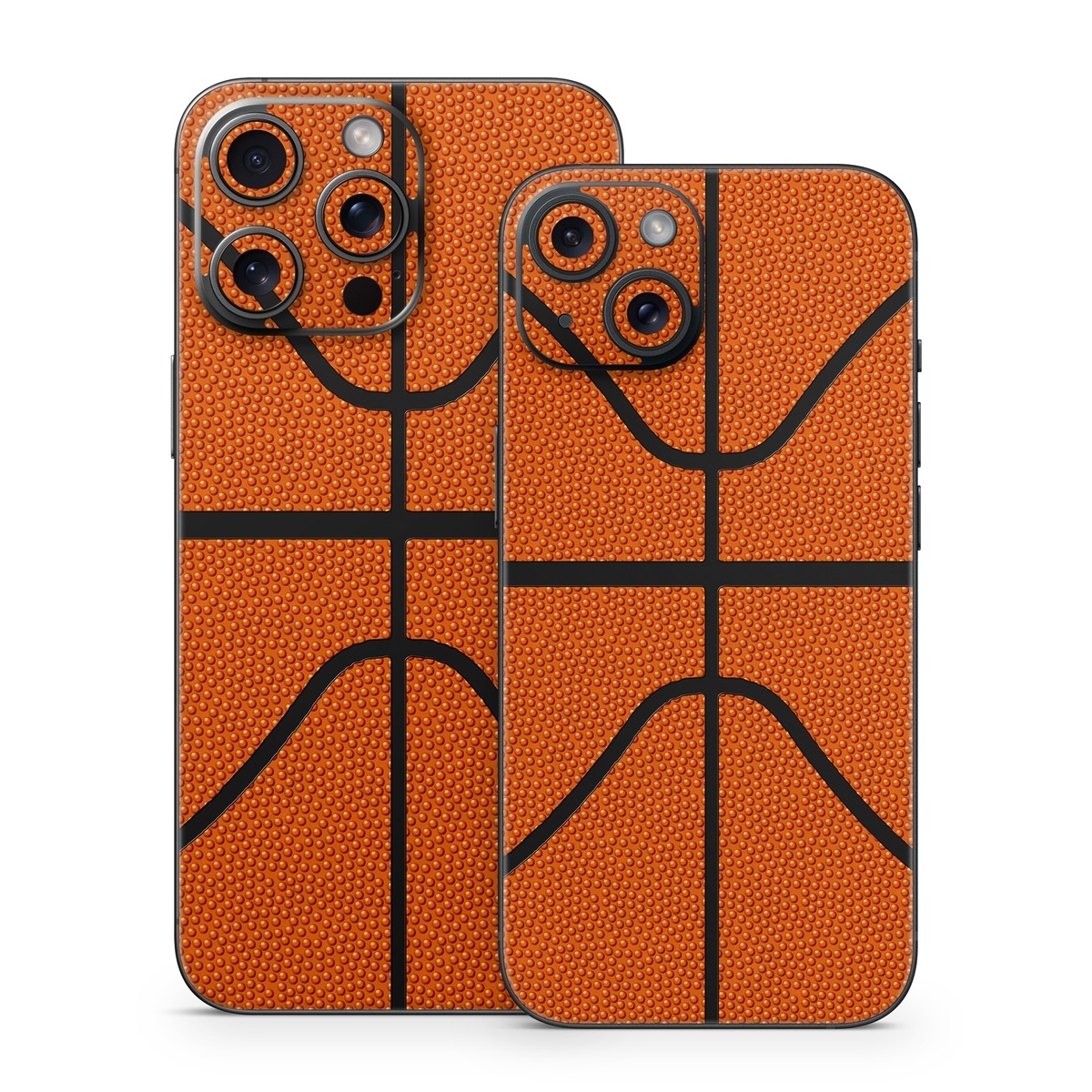 iPhone 15 Series Skin design of Orange, Basketball, Line, Pattern, Sport venue, Brown, Yellow, Design, Net, Team sport, with orange, black colors