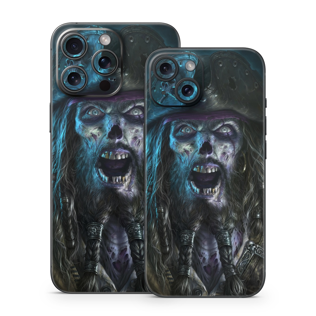 iPhone 15 Series Skin design of Darkness, Illustration, Art, Ghost, Fictional character, Beard, with black, white, blue, gray colors