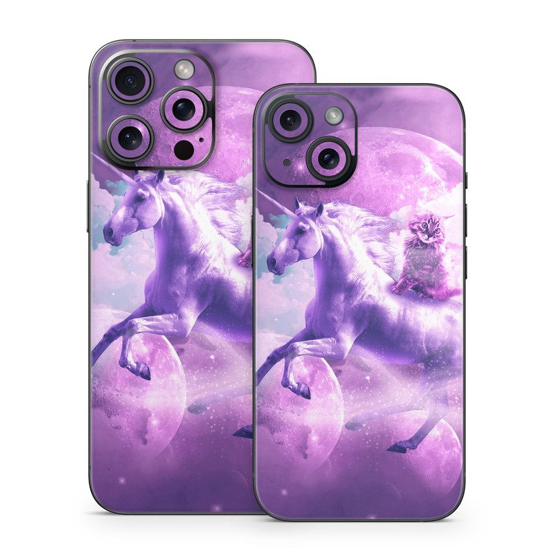 iPhone 15 Series Skin design of Unicorn, Purple, Fictional character, Mythical creature, Violet, Cg artwork, Illustration, Mythology, with white, purple, blue, gray, black colors