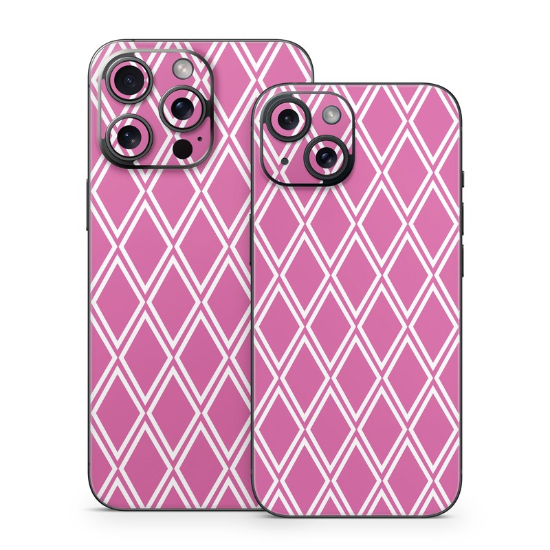 iPhone 15 Series Skin design of Pink, Rectangle, Font, Material property, Magenta, Symmetry, Parallel, Pattern, Peach, Circle, with pink, white colors