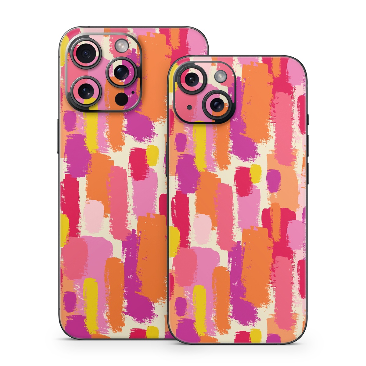 iPhone 15 Series Skin design of Font, Material property, Magenta, Pattern, Art, Graphics, Tints and shades, Visual arts, Design, Graphic design, with orange, yellow, pink, purple, red, white colors