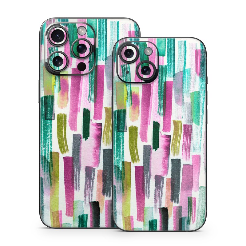 iPhone 15 Series Skin design of Line, Turquoise, Pink, Pattern, Design, Magenta, Colorfulness, with white, green, blue, pink, purple, black, blue colors