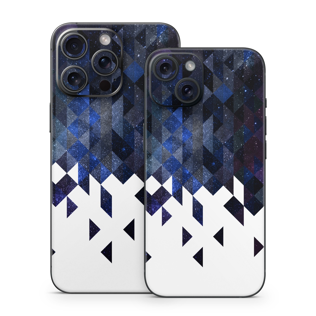 iPhone 15 Series Skin design of Text, Pattern, Graphic design, Font, Purple, Design, Line, Triangle, Logo, Graphics, with black, blue, white colors