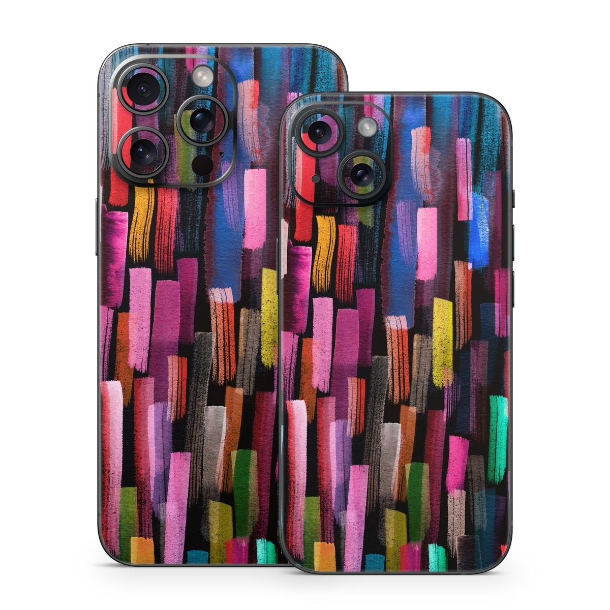 iPhone 15 Series Skin design of Colorfulness, Textile, Art, Wood, Line, Material property, Font, Pattern, Tints and shades, Magenta, with black, blue, green, red, pink, yellow, orange, white, gray colors