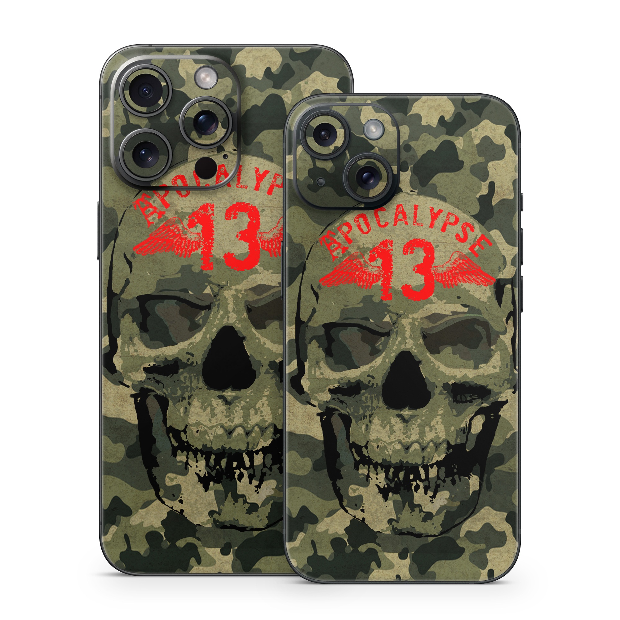iPhone 15 Series Skin design of Bone, Jaw, Art, Font, Skull, Snout, Visual arts, Pattern, Graphics, Graphic design, with black, green, red colors