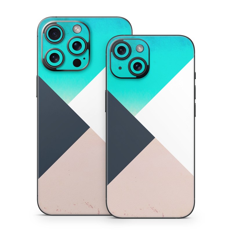 iPhone 15 Series Skin design of Blue, Turquoise, Aqua, Line, Triangle, Design, Material property, Graphic design, Pattern, Architecture, with black, white, brown, blue colors
