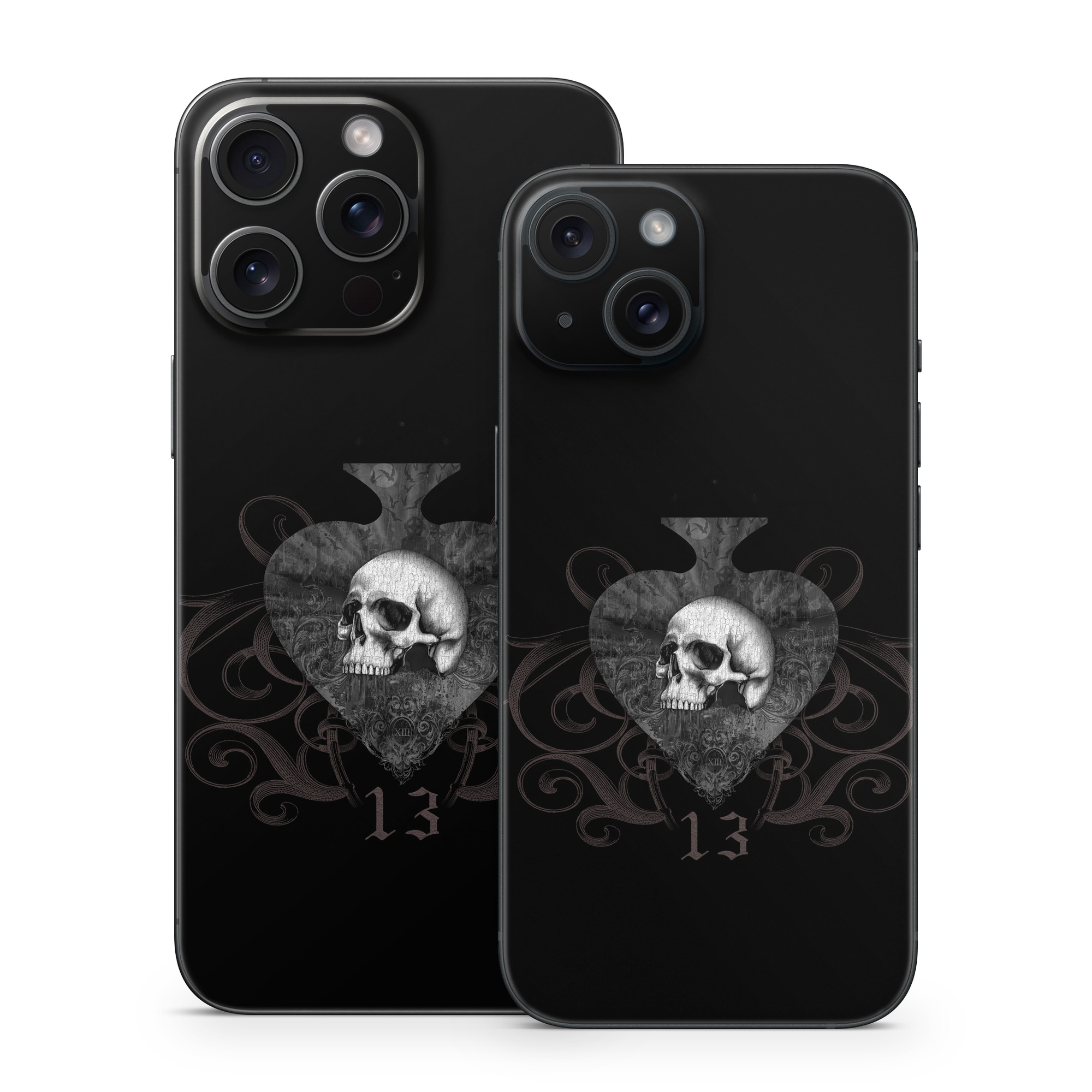 iPhone 15 Series Skin design of Bone, Jaw, Grey, Art, Skull, Font, Darkness, Monochrome photography, Illustration, Monochrome, with black, white, brown colors