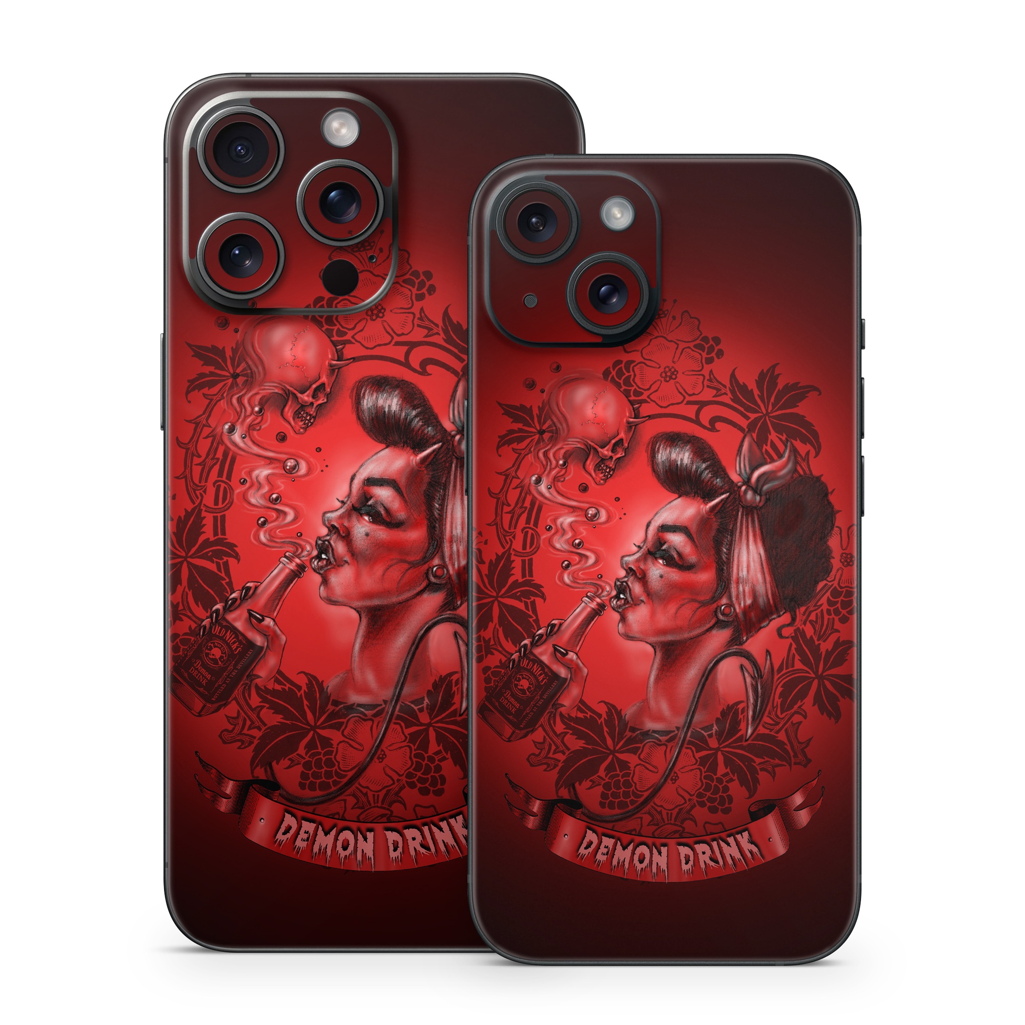 iPhone 15 Series Skin design of Font, Art, Magenta, Pattern, Graphics, Visual arts, Painting, Carmine, Illustration, Drawing, with black, red, white colors
