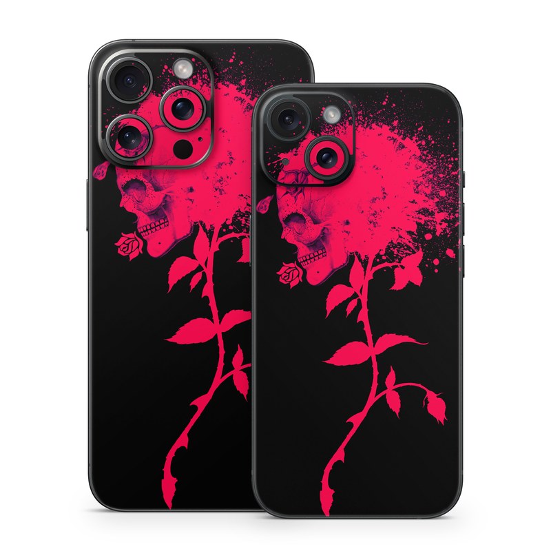 iPhone 15 Series Skin design of Red, Black, Pink, Graphic design, Magenta, Visual arts, Graphics, Illustration, Plant, Art, with black, red colors