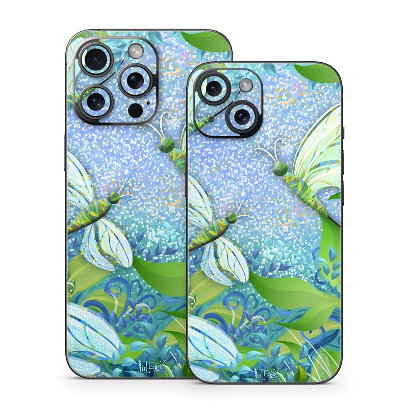 iPhone 15 Series Skin design of Green, Blue, Leaf, Plant, Pattern, Tree, Design, Organism, Branch, Flower, with gray, blue, green, purple colors
