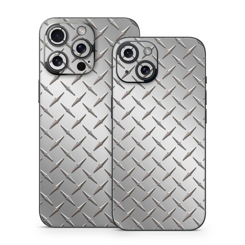 iPhone 15 Series Skin design of Pattern, Metal, Line, Design, Steel, Parallel, Tile, Beige, Flooring, with gray colors