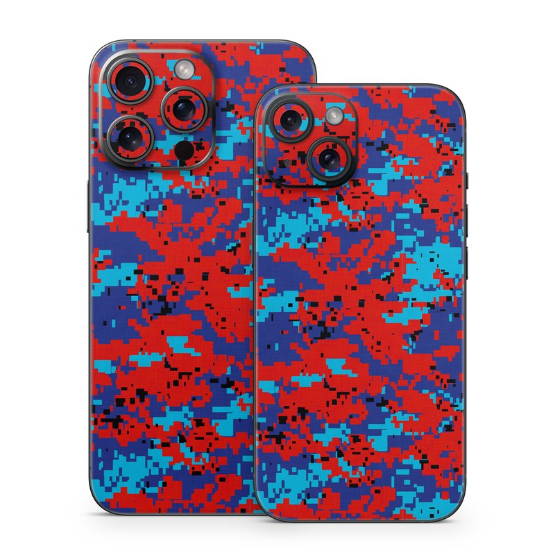 iPhone 15 Series Skin design of Blue, Red, Pattern, Textile, Electric blue, with blue, red colors