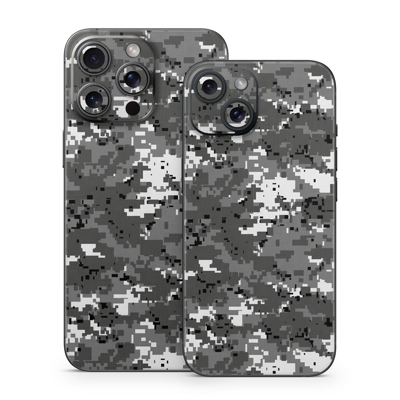 iPhone 15 Series Skin design of Military camouflage, Pattern, Camouflage, Design, Uniform, Metal, Black-and-white, with black, gray colors