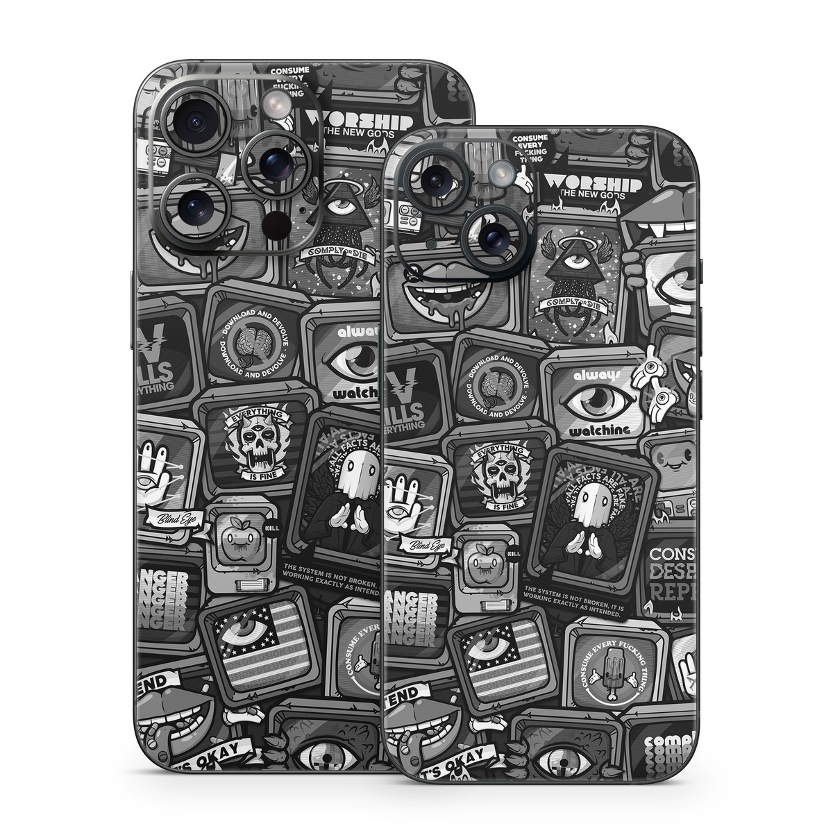 iPhone 15 Series Skin design of Font, Text, Pattern, Black-and-white, Design, Photography, Stock photography, Illustration, Monochrome, Drawing, with black, white, gray colors