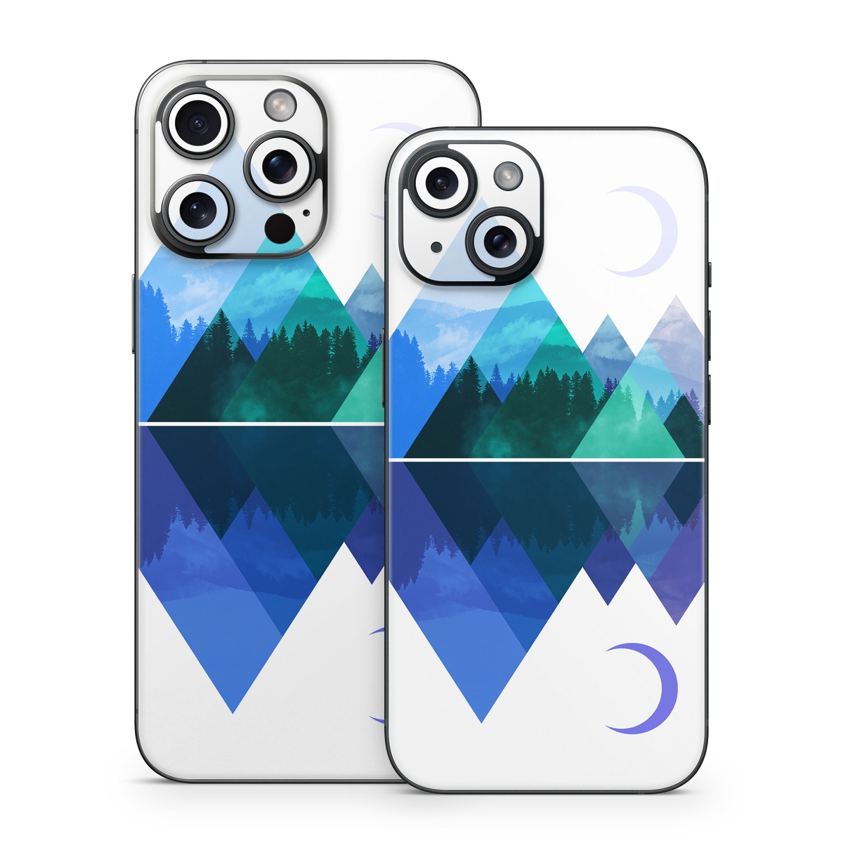 iPhone 15 Series Skin design of Blue, Cobalt blue, Azure, Pattern, Logo, Design, Electric blue, Graphics, Illustration, Triangle, with white, blue, purple, green colors