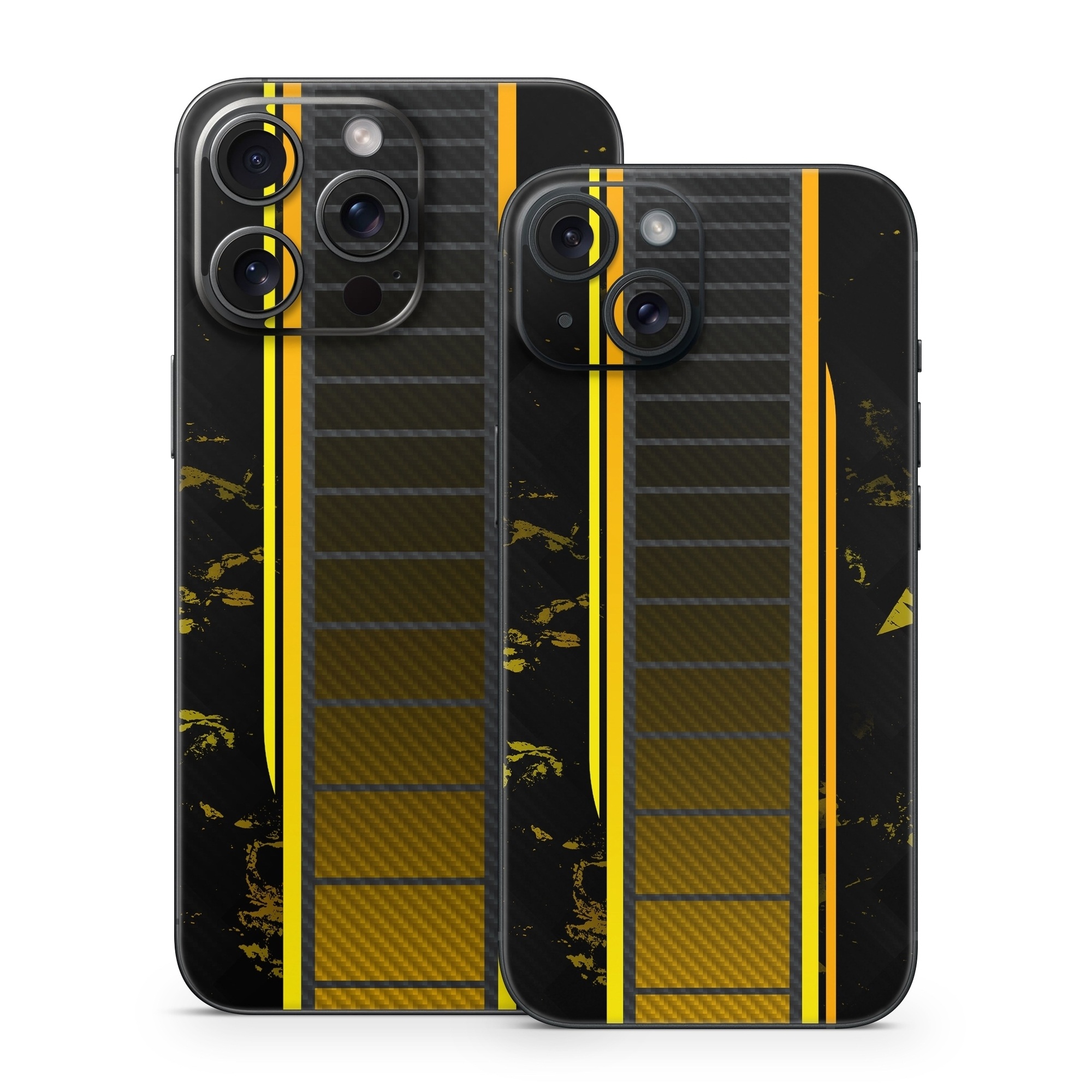 iPhone 15 Series Skin design of Yellow, Plant, Font, Symmetry, Terrestrial plant, Tower block, Parallel, Pattern, Tints and shades, Rectangle, with black, yellow, gray, orange colors