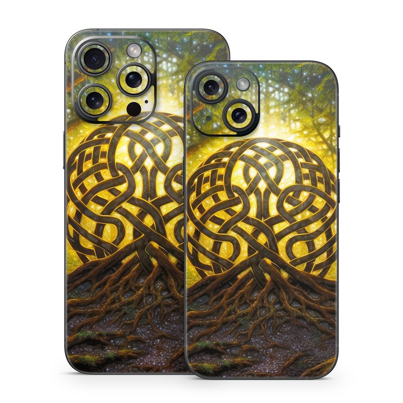 iPhone 15 Series Skin design of Art, Pattern, Circle, Symmetry, Tints and shades, Visual arts, Design, Electric blue, Graphics, Font, with green, brown, black, gray, yellow, orange, white colors