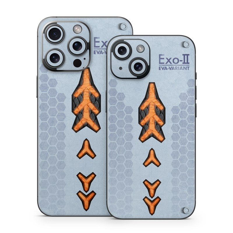 iPhone 15 Series Skin design of Blue, Symbol, Graphics, with blue, black, yellow, orange, gray colors
