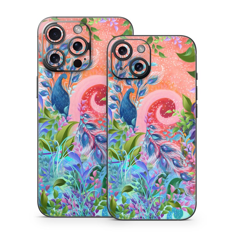 iPhone 15 Series Skin design of Psychedelic art, Painting, Art, Acrylic paint, Pattern, Modern art, Visual arts, Textile, Design, Organism, with gray, blue, green, pink colors