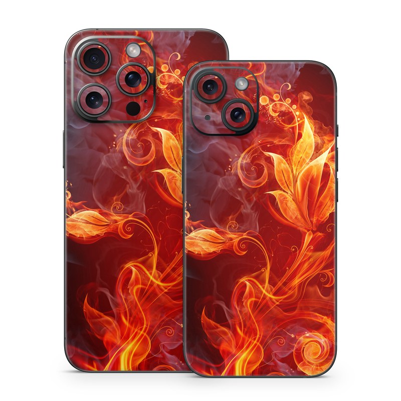 iPhone 15 Series Skin design of Flame, Fire, Heat, Red, Orange, Fractal art, Graphic design, Geological phenomenon, Design, Organism, with black, red, orange colors
