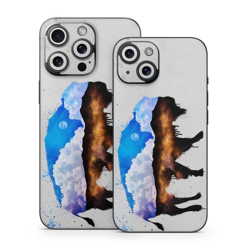 iPhone 15 Series Skin design of Watercolor paint, Illustration, Art, Water, Painting, Sky, Paint, Acrylic paint, Drawing, Visual arts, with gray, blue, white, black, yellow, orange colors