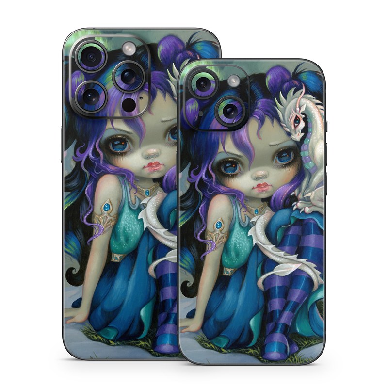 iPhone 15 Series Skin design of Illustration, Fictional character, Cg artwork, Art, Mythology, Anime, Mythical creature, with green, blue, purple, yellow, red, white colors