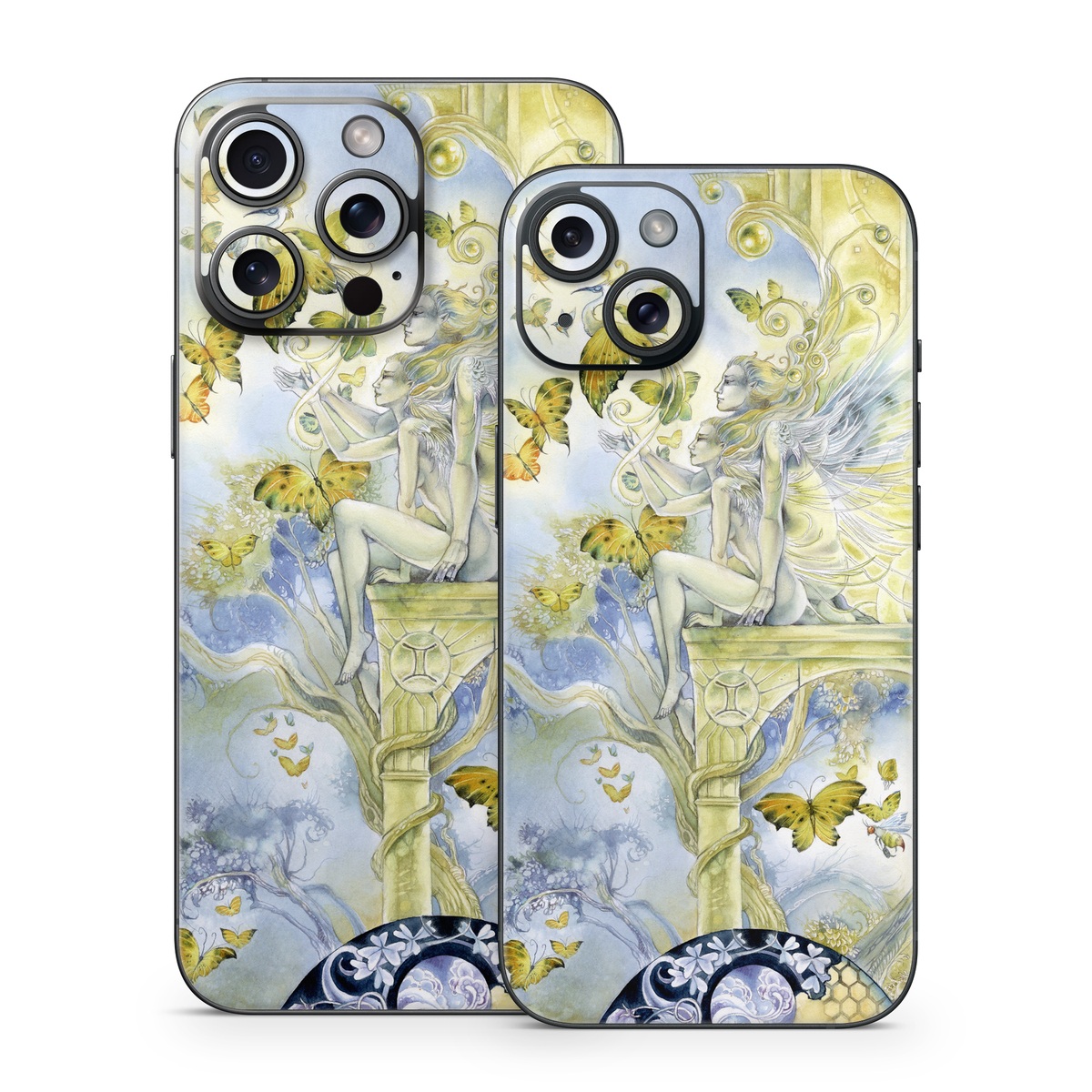 iPhone 15 Series Skin design of Illustration, Watercolor paint, Art, Painting, Plant, with gray, green, yellow, purple, black colors