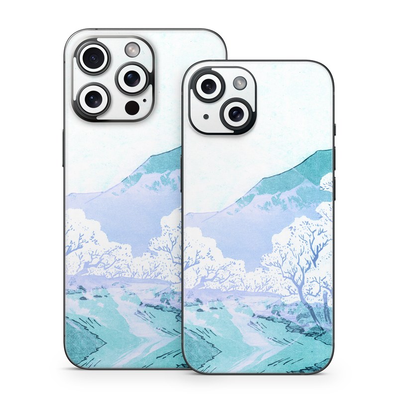 iPhone 15 Series Skin design of Polar ice cap, Mountainous landforms, Glacial landform, Natural landscape, Mountain, Glacial lake, Glacier, Ice cap, Ice, Water, with white, blue, black colors