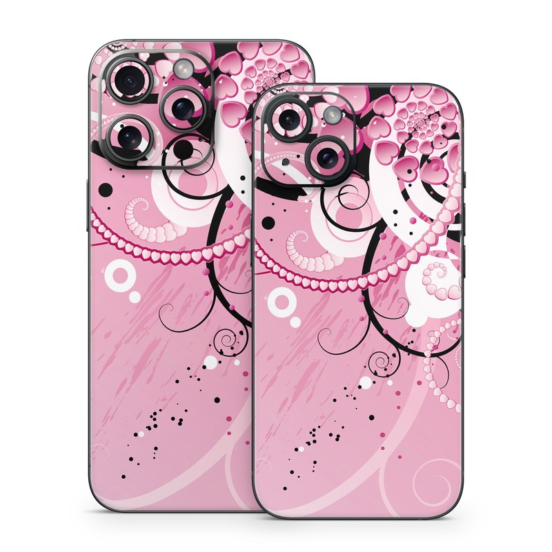 iPhone 15 Series Skin design of Pink, Floral design, Graphic design, Text, Design, Flower Arranging, Pattern, Illustration, Flower, Floristry, with pink, gray, black, white, purple, red colors