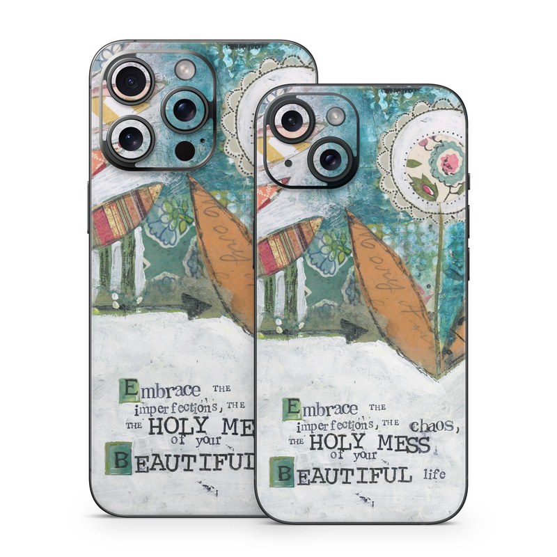 iPhone 15 Series Skin design of Leaf, Font, Plant, Illustration, Art, with blue, white, green, red, orange, yellow colors