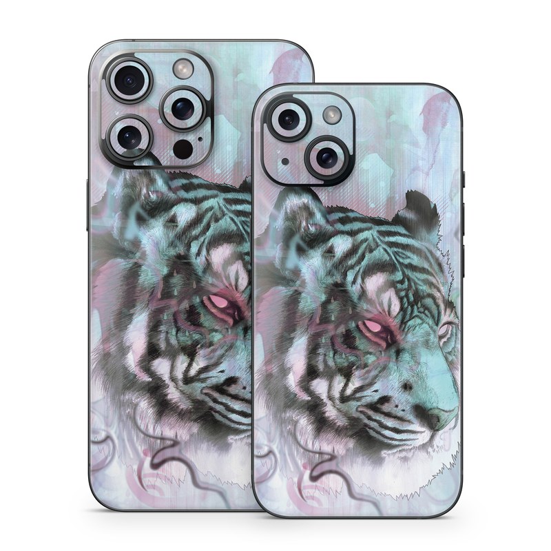 iPhone 15 Series Skin design of Watercolor paint, Illustration, Art, Visual arts, Drawing, Graphic design, Pattern, Painting, Acrylic paint, Fictional character, with gray, purple, black colors