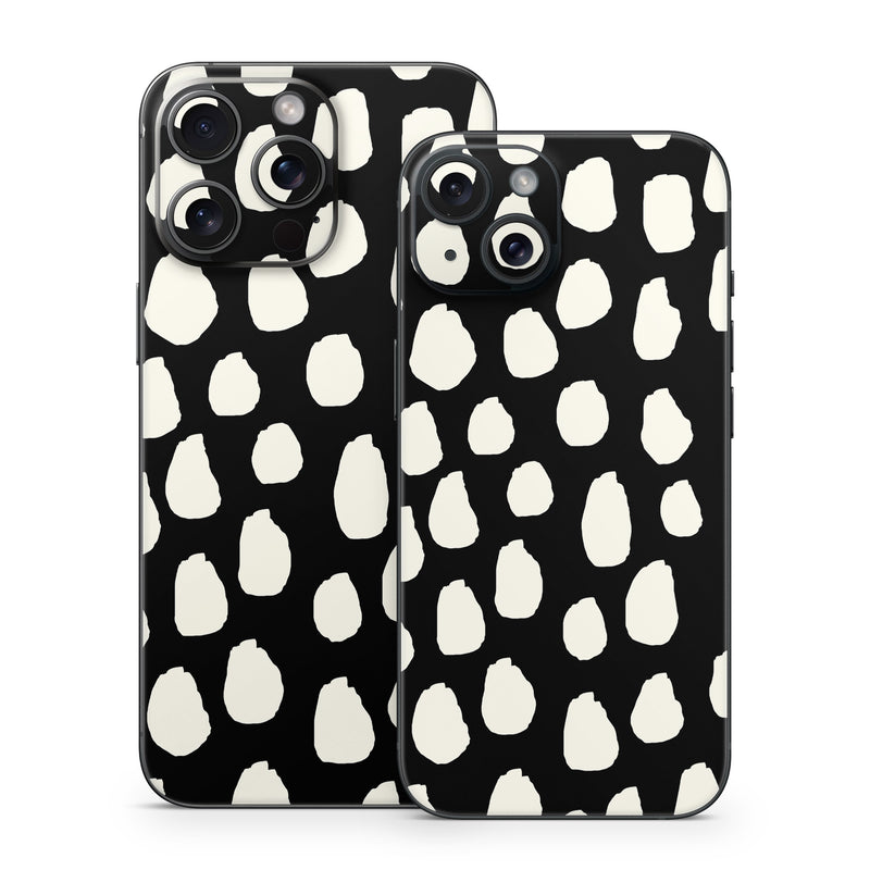 iPhone 15 Series Skin design of White, Black and white, Monochrome, Pattern, Polka dot, with black, white colors